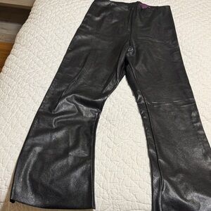 Black Faux Leather crop flare Pants